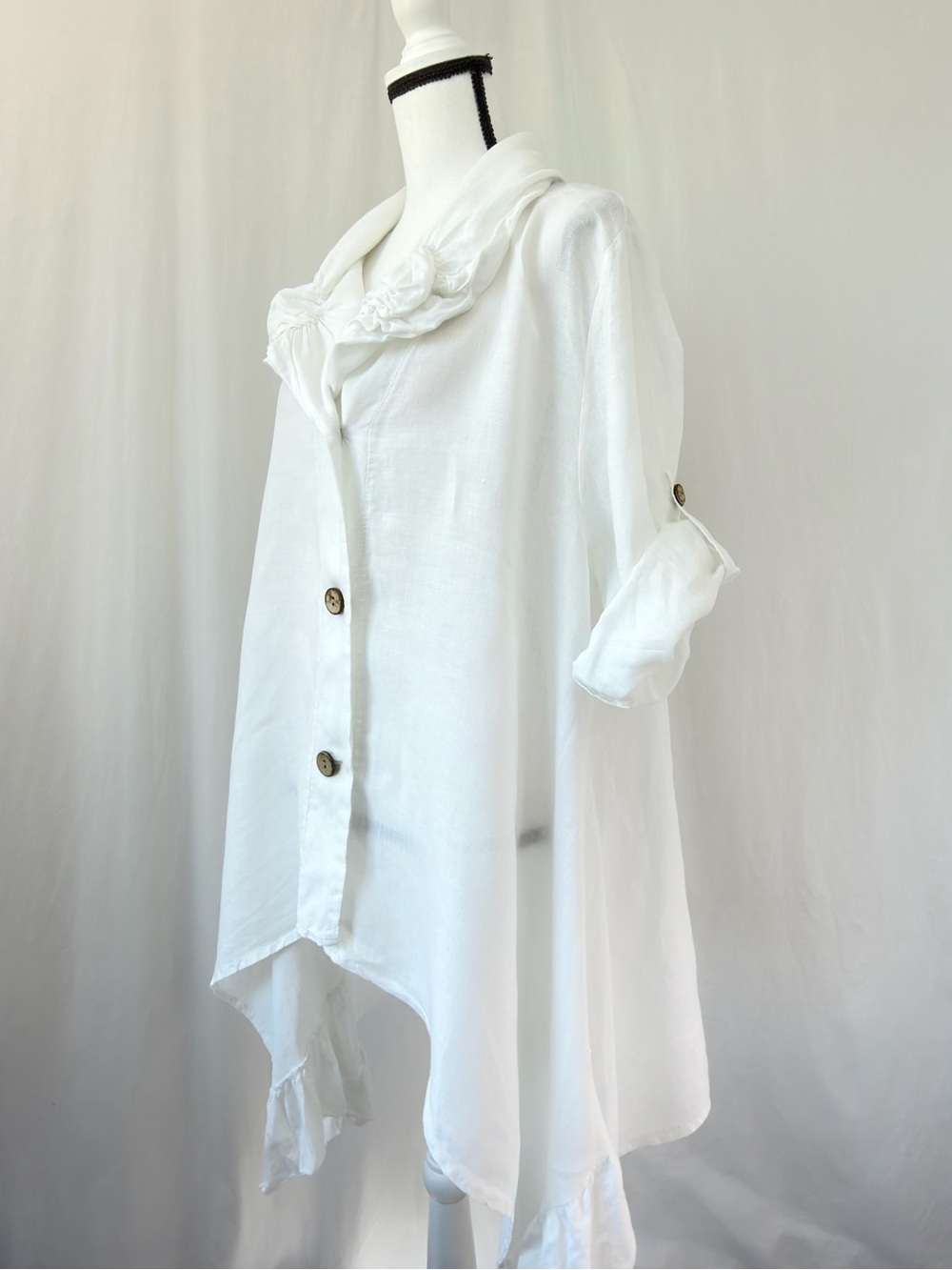 Tempo Paris 100% linen White jacket/top artistic lagenlook Made in Italy Medium - Picture 5 of 17
